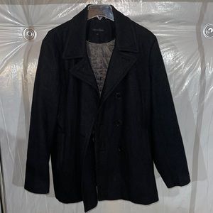 Calvin Klein Dark Grey/Black Peacoat. Buttons On Both Sides. Size Medium.